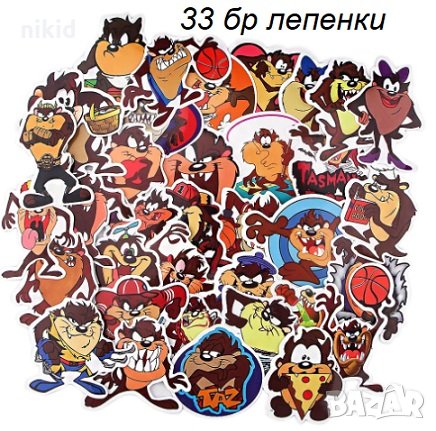 33 бр Таз Тазманийския дявол самозалепващи лепенки стикери за украса декор картонена торта и др