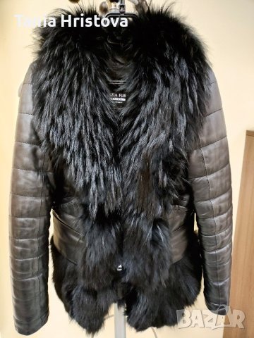 Дамско палто/елек естествена кожа и лисица 