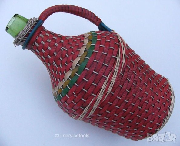 РЕТРО Старинна Плетена ДАМАДЖАНА 4 литра Шише Бутилка Стъкло за Декорация с Оплетка и Дръжка БАРТЕР, снимка 2 - Антикварни и старинни предмети - 43925147