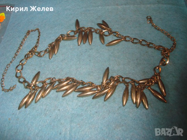 ЗЛАТИСТО СТАРО МЕСИНГОВО КОЛИЕ ВИНТИДЖ ОГЪРЛИЦА с МНОГО ВИСУЛКИ 4946, снимка 5 - Колиета, медальони, синджири - 35273862