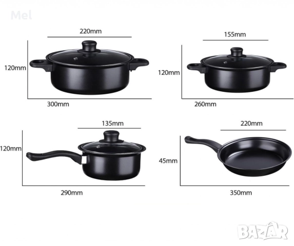 Комплект съдове , снимка 2 - Прибори за хранене, готвене и сервиране - 51948353