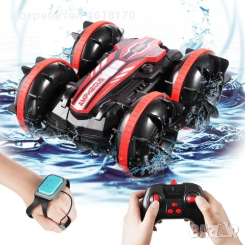 Малка количка Амфибия с 2 опции за управление – с гривна или дистанционно управление, снимка 2 - Коли, камиони, мотори, писти - 52385992