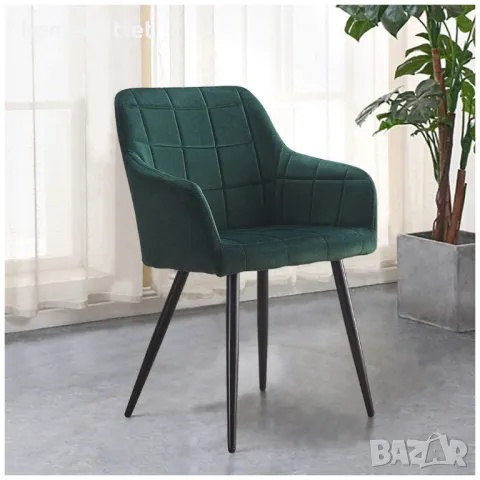 Трапезни столове с кадифена тапицерия, к-т от 2бр - C-UDC066GR, снимка 2 - Столове - 49112809