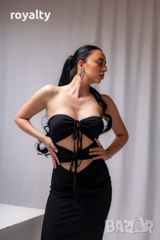 Черна елегантна дамска рокля , снимка 2 - Рокли - 50049243