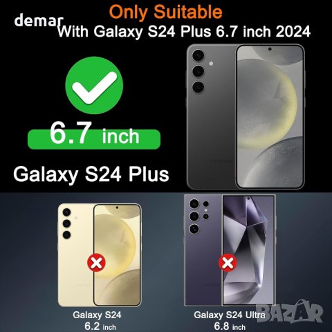 Milomdoi 9 в 1 4 протектори за екран и камера за Samsung Galaxy S24 Plus 6,7 инча, прозрачен, снимка 8 - Калъфи, кейсове - 44070659
