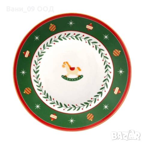 Красив коледен порцеланов сервиз за хранене, снимка 5 - Сервизи - 52686662