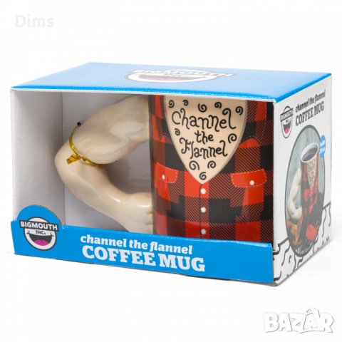 Голяма керамична чаша Channel the Flannel подарък за фитнес фен 700ml, снимка 2 - Чаши - 38396871