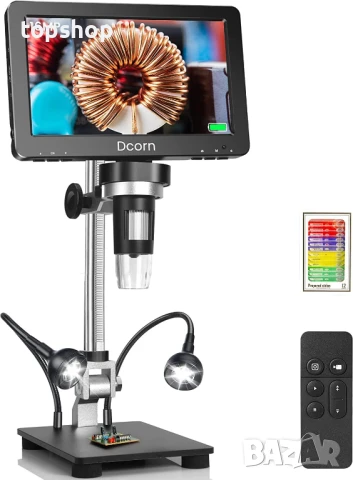 НОВ, Перфектен Dcorn HDMI цифров микроскоп 7 инча 1500X, 16MP 1080P LCD с IPS, TF карта 32GB...
