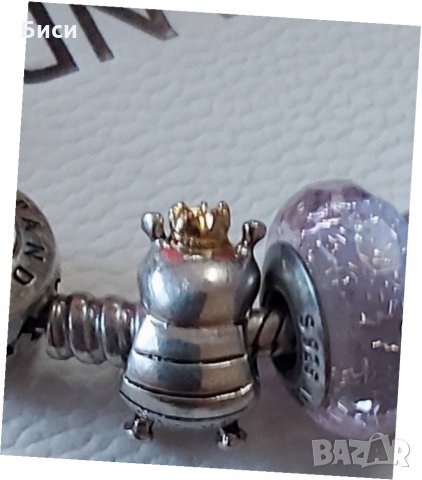 Pandora-оригинален нов сребърен талисман +14к.злато,пчеличка, снимка 4 - Гривни - 35373670