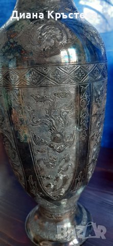 Посребрена медна ваза - много красива, снимка 7 - Вази - 40749860