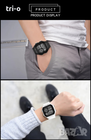 SYNOKE Мъжки цифров часовник спортен многофункционален водоустойчив, снимка 3 - Мъжки - 44858428