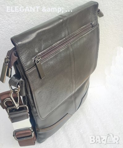 Мъжка кожена чанта с капак, снимка 8 - Чанти - 38965277