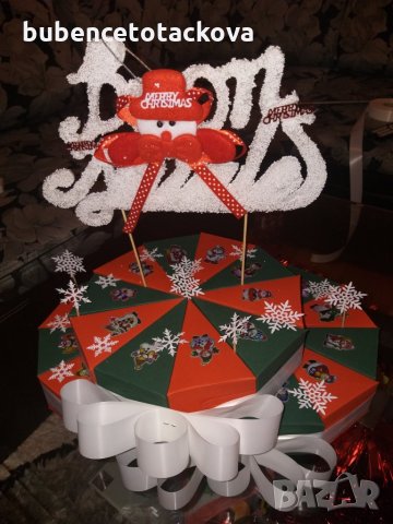 Картонена торта Коледна, снимка 3 - Подаръци за рожден ден - 27471345