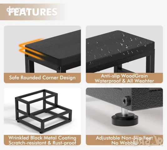 2-стъпаловидна табуретка водоустойчива HDPE с регулируеми нехлъзгащи се крачета и заоблени ръбове, снимка 5 - Други стоки за дома - 49861305