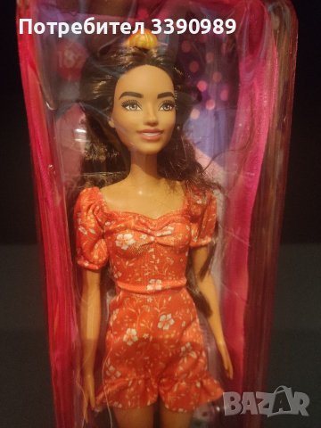 Barbie Fashionistas 182 Кукла Барби Фешънистас 182 с дълга коса и оранжева рокля, снимка 6 - Кукли - 38792284