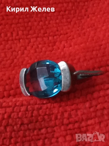 ПРЕКРАСНА СТАРА СКЪПОЦЕННА СРЕБЪРНА ОБЕЦИ СРЕБРО ВИСОКА ПРОБА с ЮВЕЛИРНО ФАСЕТИРАН СИН КРИСТАЛ 50181, снимка 11 - Антикварни и старинни предмети - 50510700
