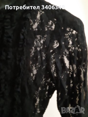 Черна риза от еластична дантела . М/L, снимка 2 - Ризи - 43200461