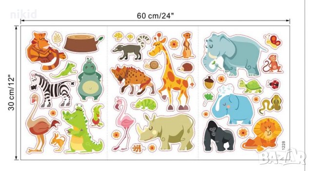 Джунгла много Диви Животни стикер постер лепенка за стена и мебел детска самозалепващ, снимка 3 - Други - 27276618