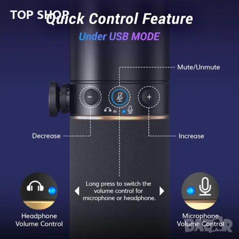 Микрофон за игри TONOR XLR/USB, динамичен микрофон с RGB светлина, снимка 5 - Микрофони - 49965353