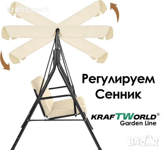Зелена Градинска Люлка KraftWorld Тоскана – Усилена конструкция и подарък мека възглавница!, снимка 5 - Градински мебели, декорация  - 50653336