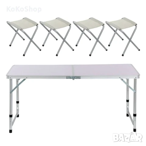 Сгъваема маса с четири стола/маса със столове, снимка 2 - Къмпинг мебели - 51140601