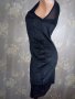 Amisu-Прекрасна черна рокля с релефни флорални мотиви и тюл- М, снимка 8