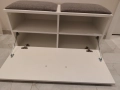 Шкаф за обувки с тапицирана пейка, бял, 85x45x35см, снимка 3