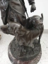 77см-43кг Moreau статуетка-композиция/голяма стара френска скулптура/фигура на ловец с кучета-хрътки, снимка 12