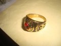АМЕРИКАНСКИ КОЛЕЖАНСКИ РЯДЪК ПОЗЛАТЕН ПРЪСТЕН от БЛАГОРОДНА СТОМАНА с ФАСЕТИРАН РУБИН 17127, снимка 8