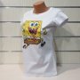 Нова дамска бяла тениска с дигитален печат Спондж боб, SpongeBob, снимка 3