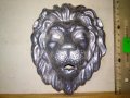Стара КРАСИВА СРЕБРИСТА МЕТАЛНА ЛЪВСКА ГЛАВА БАРЕЛЕФ ФМОГО ЕФЕКТНА За УКРАСА на ПОРТА КОЛЕКЦИЯ 42746, снимка 1