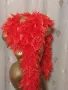 Богат червен шал от естествени пера / Боа/ 2.20 м, снимка 3