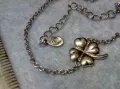 ФИНА СРЕБЪРНА ГРИВНА с ЧЕТИРИЛИСТНА ДЕТЕЛИНА СРЕБРО 925 с БЯЛА ПОЗЛАТА и МАРКИРОВКА ЛЕБЕД 49780, снимка 2