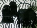 Сет ботушки и чанта с ресни, снимка 1 - Дамски ботуши - 34638076