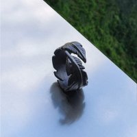 Leaf Figured Black UNISEX Ring, снимка 1 - Пръстени - 39421929