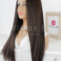 Дълга права тъмнокестенява перука Джесика, снимка 6 - Аксесоари за коса - 38002581