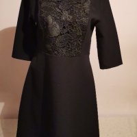 Официална черна рокля с бродерия р-р Л, снимка 2 - Рокли - 32330663