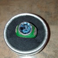 Масивен сребърен пръстен с аквамарин, снимка 4 - Пръстени - 43597275