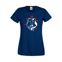 Дамска тениска Свети Валентин Valentine Cat, снимка 1 - Тениски - 35648822