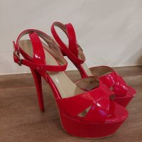 Елегантни червени лачени сандали с висок ток Paolo Bocelli, снимка 5 - Дамски елегантни обувки - 39394379