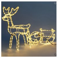 Коледен декоративен елен със светеща шейна , снимка 1 - Лед осветление - 34826728