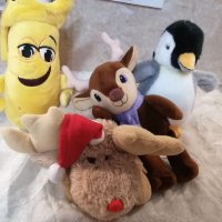 Коледни симпатични плюшени играчки - еленче, пингвинче, маймунка, и банан от Лидл, снимка 1 - Плюшени играчки - 30896832