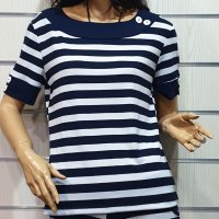 Нова дамска моряшка блуза с къс ръкав, широко райе, снимка 16 - Тениски - 27999734