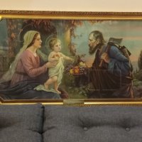 Винтидж картина,икона Светото семейство, Исус, Мария и Йосиф. , снимка 2 - Картини - 43475275