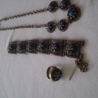 комплект възрожденски тип - гривна , нагръден накит и пръстен от бронз, снимка 12 - Антикварни и старинни предмети - 37332193
