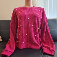 Блуза с перли, снимка 1 - Блузи с дълъг ръкав и пуловери - 43793418