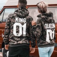 За ВЛЮБЕНИ! Мъжки и Дамски CAMO суичъри KING & QUEEN Military - камуфлаж., снимка 1 - Суичъри - 38082494