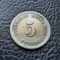 Стара монета 5 пфенига 1907 г.буква F-Германия-рядка,хит цена !, снимка 8 - Нумизматика и бонистика - 39767044