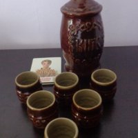 Комплект керамични бутилка и чаши - СССР, снимка 1 - Други ценни предмети - 33047784