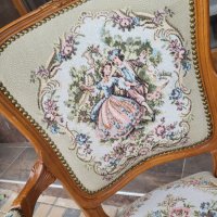 Френски кресла с гобленова дамаска , снимка 2 - Антикварни и старинни предмети - 43073730